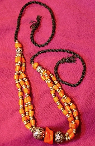 Moroccan silver coral necklace