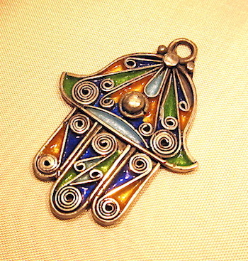 Berber enamel khamsa